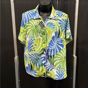 Tropical Leaf Print Blouse